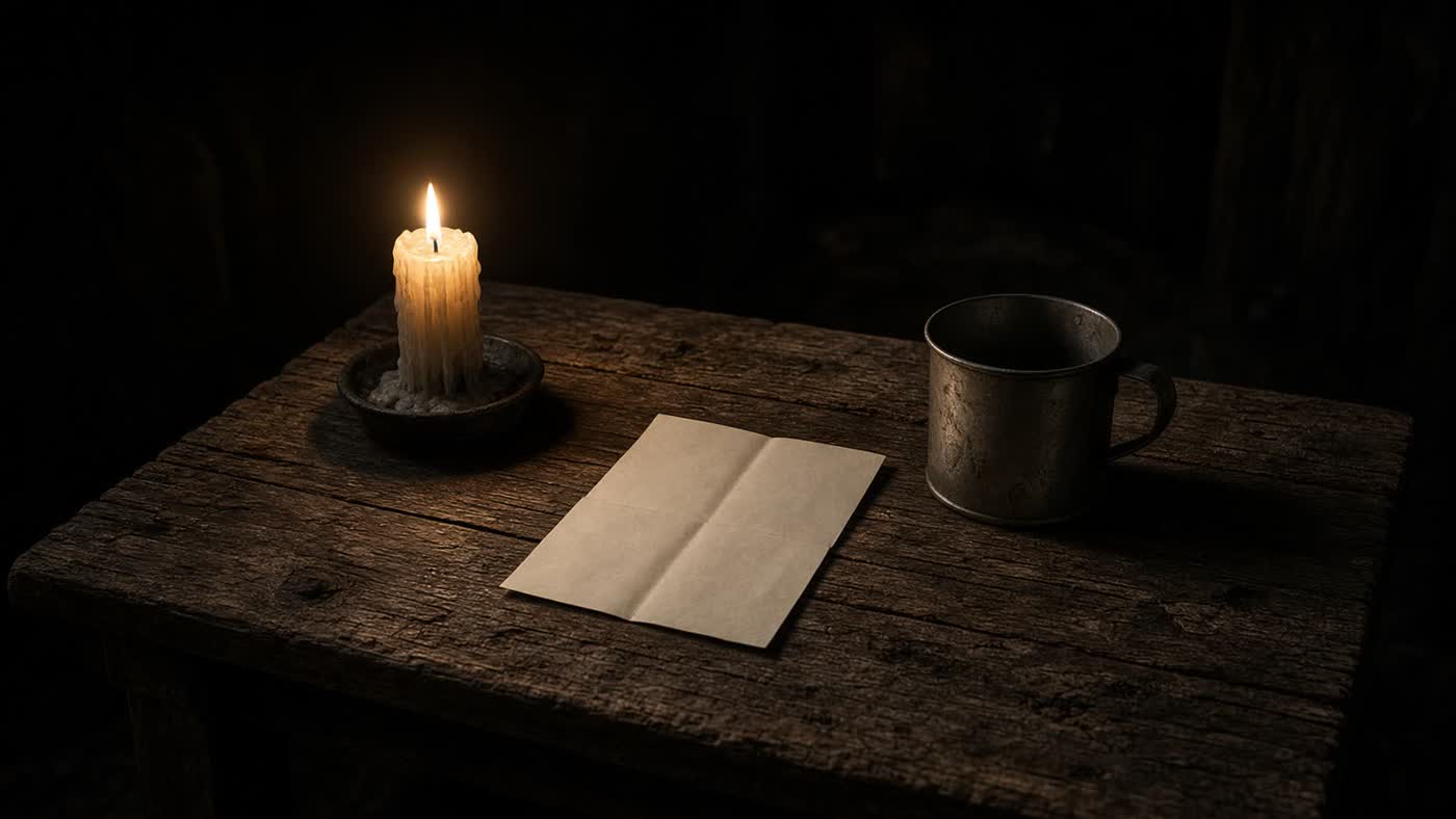 A camp table, cheap paper, no flag in gold light and no beautiful corpse.